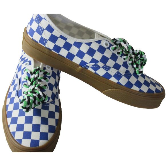 Vans Authentic Women's Blue White Checkerboard Canvas Gum Bottom shoes Size 8 - Picture 4 of 5